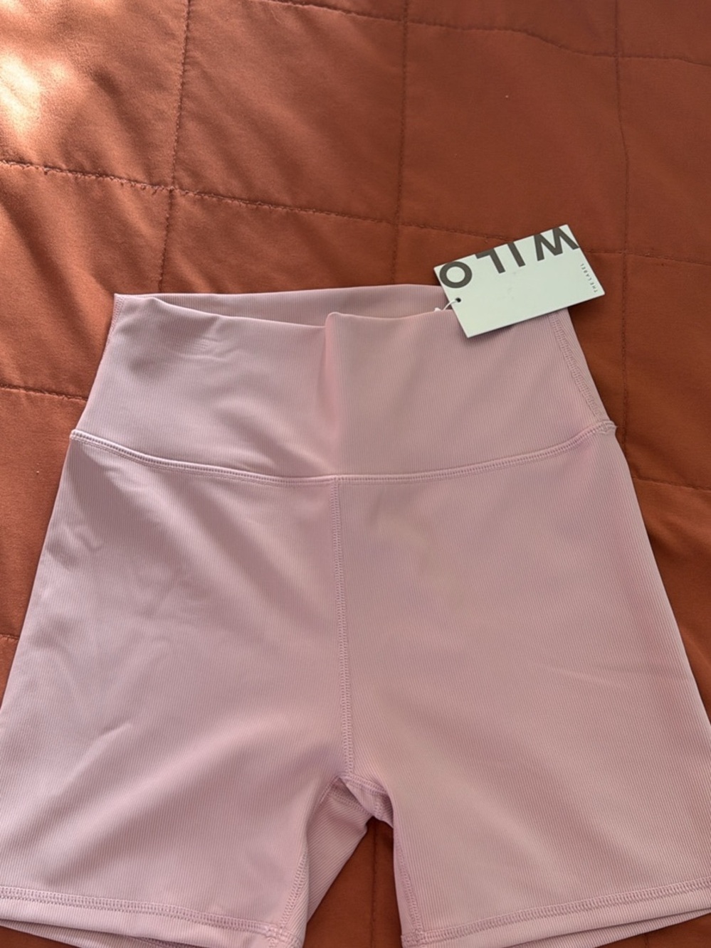 WIL O Blush Pink Athletic Crewshorts — High-Rise Ribbed Fit - Picture 2 of 3